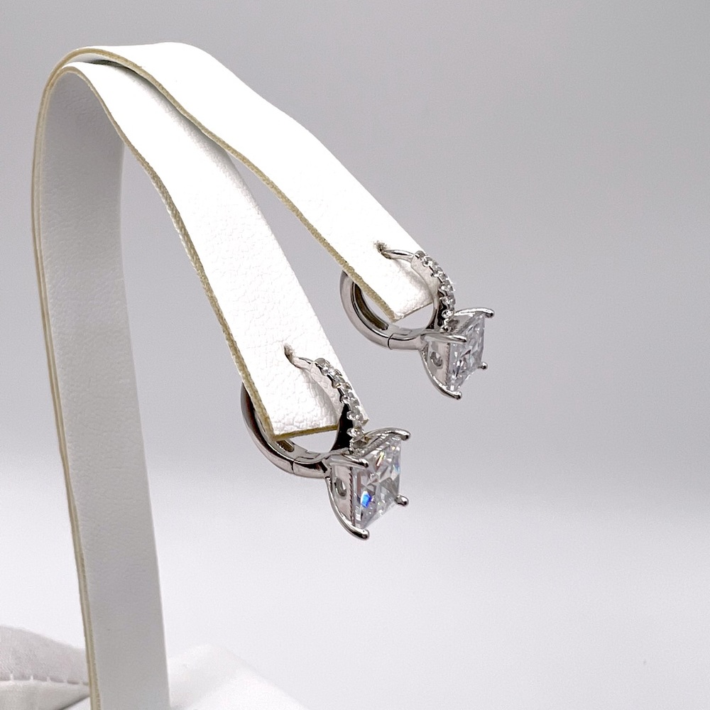 Sterling Silver Cz Huggie Earrings - Picture 5 of 17